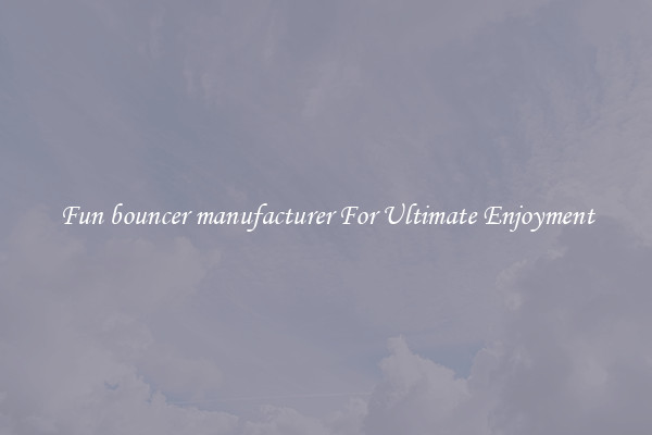 Fun bouncer manufacturer For Ultimate Enjoyment