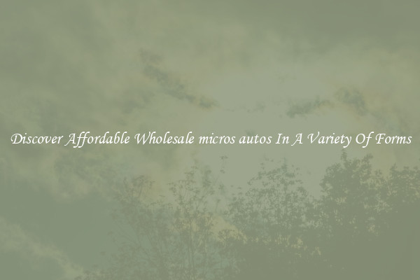 Discover Affordable Wholesale micros autos In A Variety Of Forms