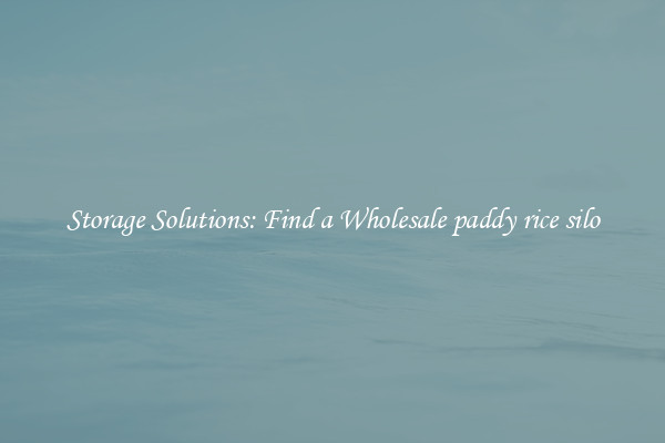 Storage Solutions: Find a Wholesale paddy rice silo